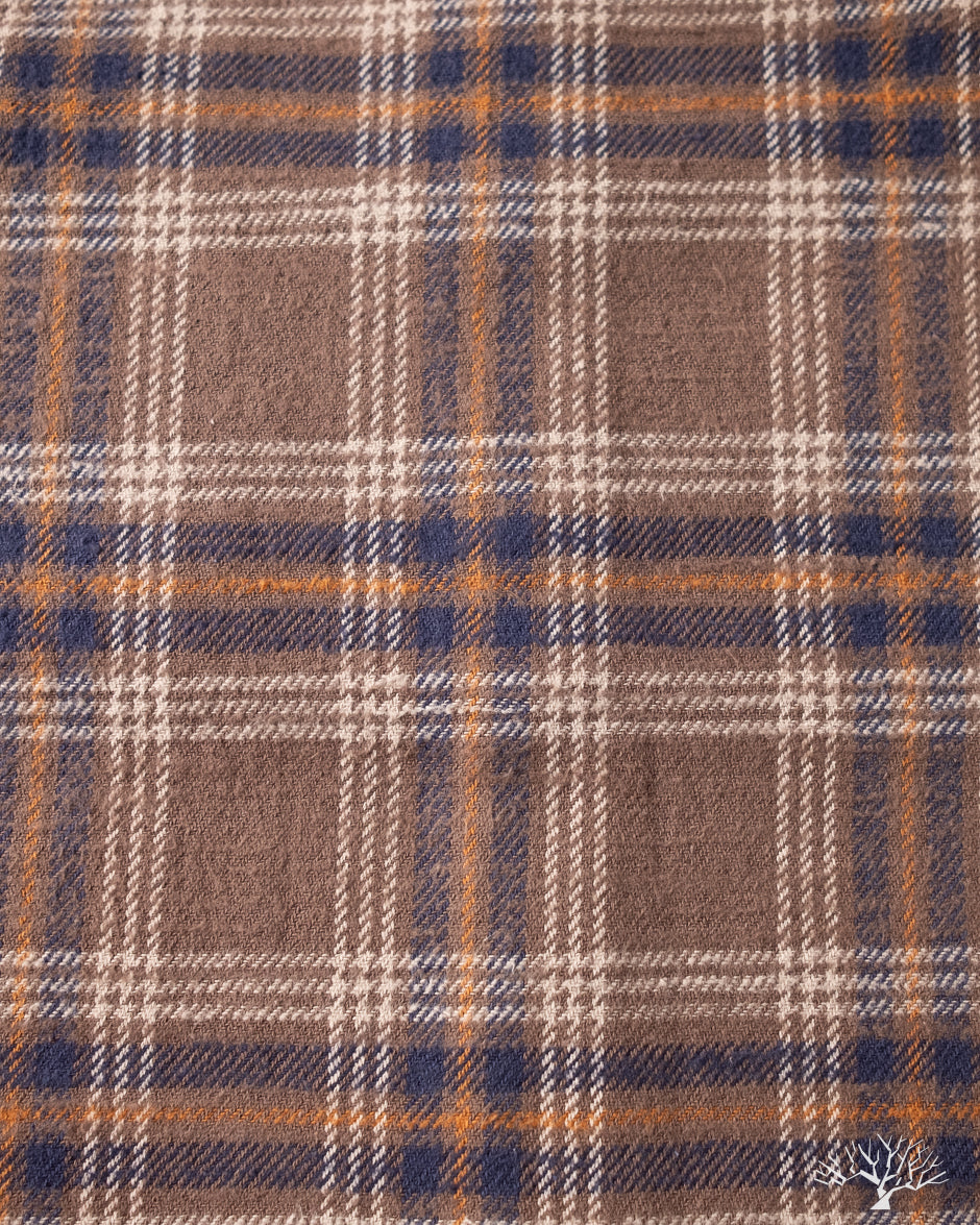 Iron Heart IHSH-430-BRN - Slubby Heavy Flannel Check Work Overshirt - Brown