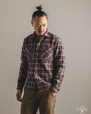 Iron Heart IHSH-430-BRN - Slubby Heavy Flannel Check Work Overshirt - Brown