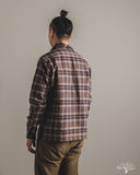 Iron Heart IHSH-430-BRN - Slubby Heavy Flannel Check Work Overshirt - Brown
