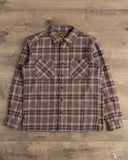 Iron Heart IHSH-430-BRN - Slubby Heavy Flannel Check Work Overshirt - Brown