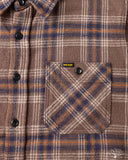 Iron Heart IHSH-430-BRN - Slubby Heavy Flannel Check Work Overshirt - Brown