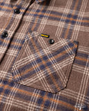 Iron Heart IHSH-430-BRN - Slubby Heavy Flannel Check Work Overshirt - Brown