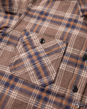 Iron Heart IHSH-430-BRN - Slubby Heavy Flannel Check Work Overshirt - Brown