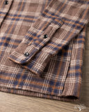 Iron Heart IHSH-430-BRN - Slubby Heavy Flannel Check Work Overshirt - Brown