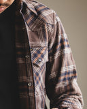 Iron Heart IHSH-431-BRN - Slubby Heavy Flannel Check Western Shirt - Brown