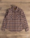 Iron Heart IHSH-431-BRN - Slubby Heavy Flannel Check Western Shirt - Brown