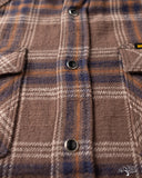 Iron Heart IHSH-431-BRN - Slubby Heavy Flannel Check Western Shirt - Brown