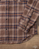 Iron Heart IHSH-431-BRN - Slubby Heavy Flannel Check Western Shirt - Brown