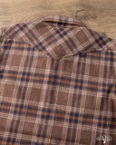 Iron Heart IHSH-431-BRN - Slubby Heavy Flannel Check Western Shirt - Brown