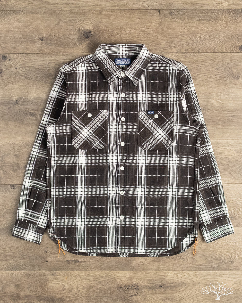 IRON HEART ネルシャツ XXX-LARGE ブラック/ホワイトチェック Iron Heart - IHSH-441-BLK - 9oz Selvedge Flannel Check Work Shirt