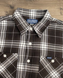 Iron Heart IHSH-441-BLK - 9oz Selvedge Flannel Check Work Shirt - Black