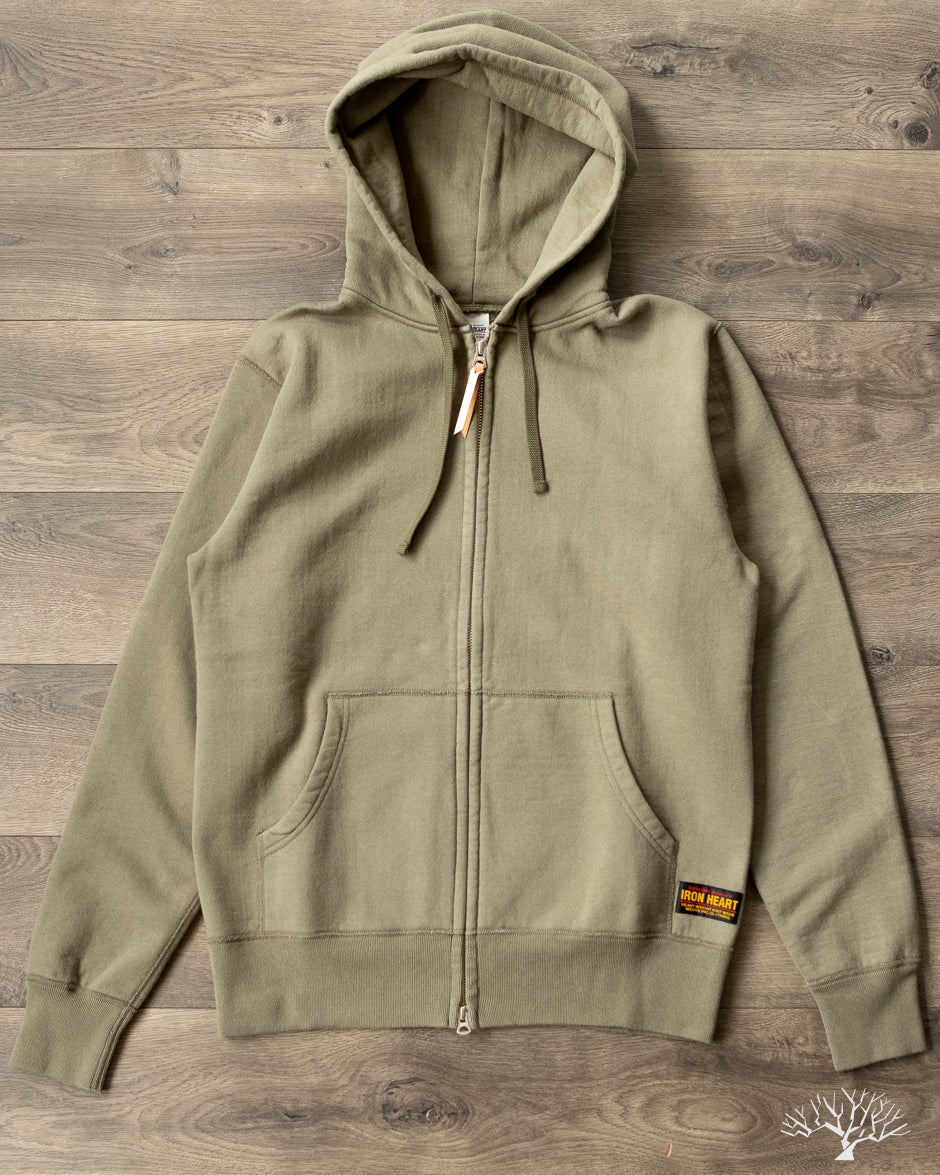 Iron Heart - IHSW-10-OLV - Ultra Heavyweight Loopwheel Zip Up