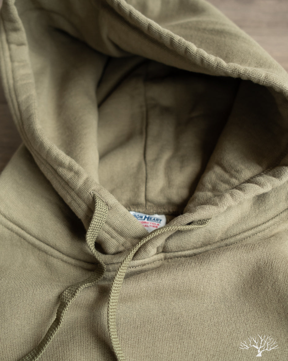 Iron Heart IHSW-49-OLV - 14oz Ultra Heavyweight Loopwheel Hoodie - Olive