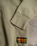 Iron Heart IHSW-49-OLV - 14oz Ultra Heavyweight Loopwheel Hoodie - Olive