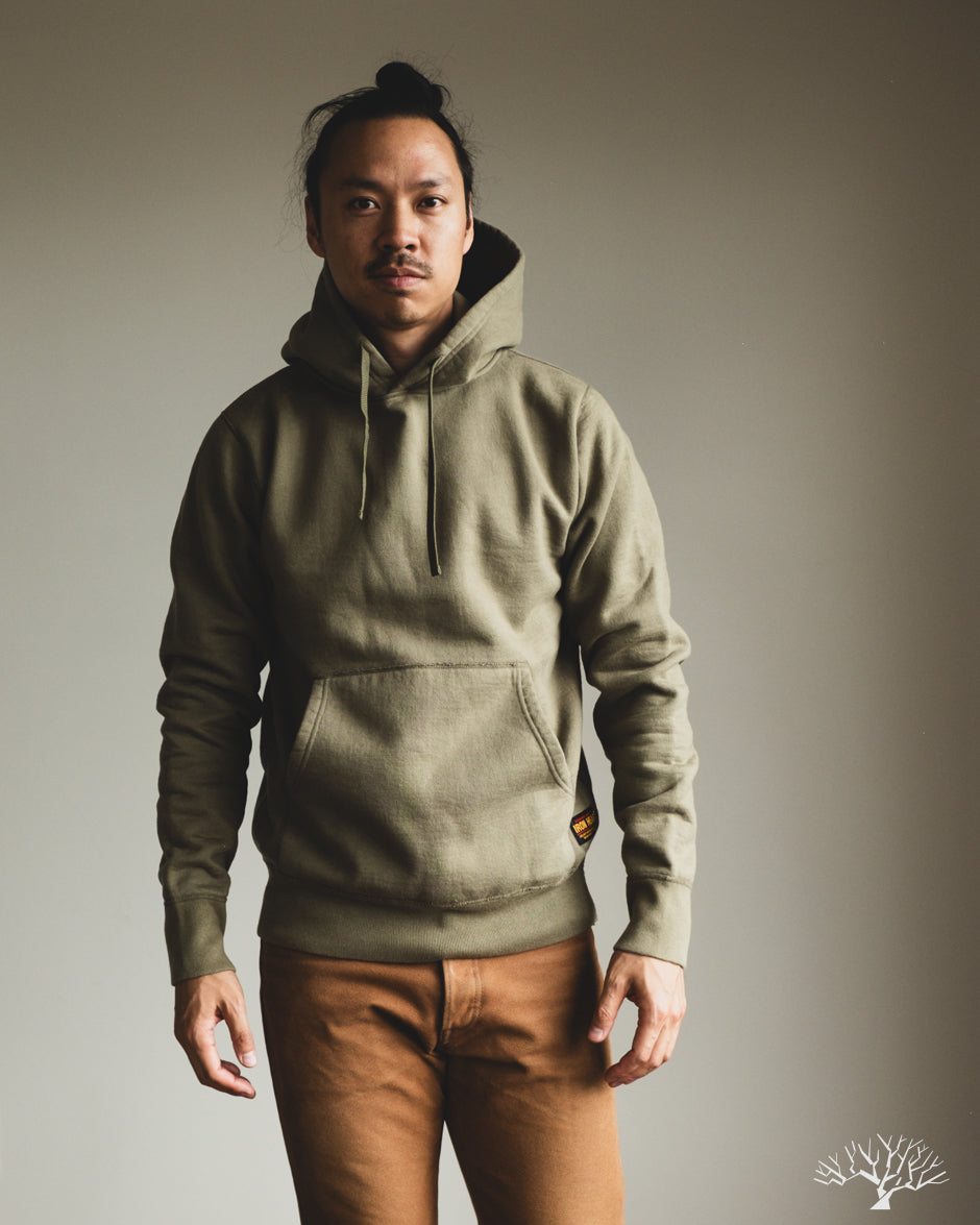 Iron Heart IHSW-49-OLV - 14oz Ultra Heavyweight Loopwheel Hoodie - Olive
