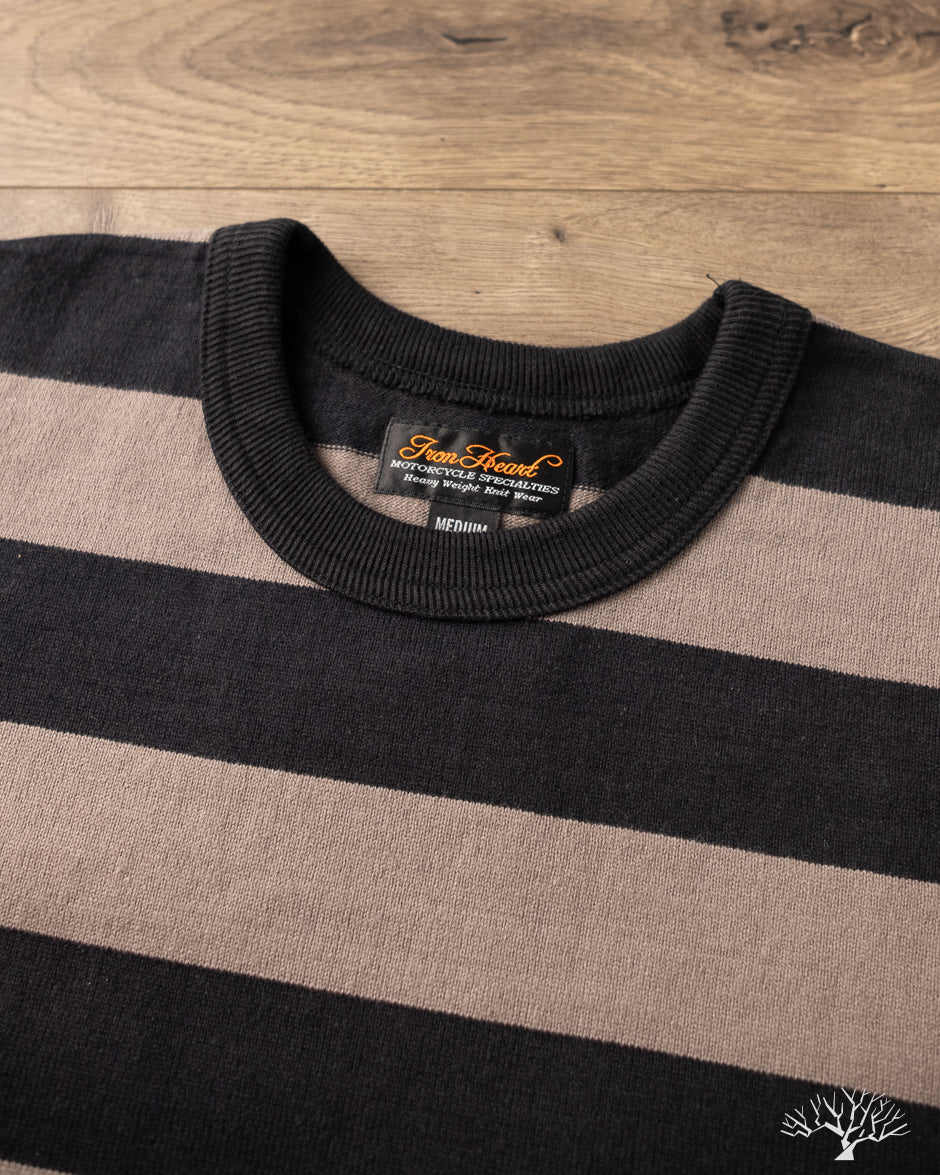 Iron Heart IHTB-01-GRY-BLK - 11oz Cotton Knit Long-Sleeve Sweater - Grey/Black