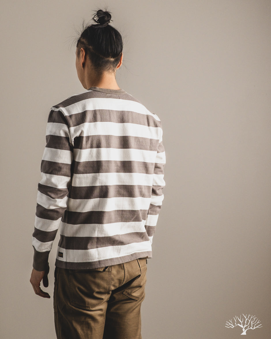 Iron Heart IHTB-01-GRY-WHT - 11oz Cotton Knit Long-Sleeve Sweater - Grey/White