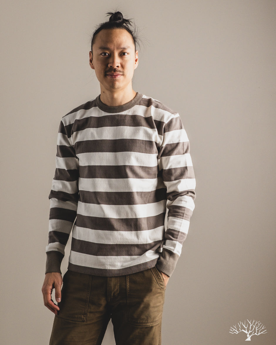 Iron Heart IHTB-01-GRY-WHT - 11oz Cotton Knit Long-Sleeve Sweater - Grey/White