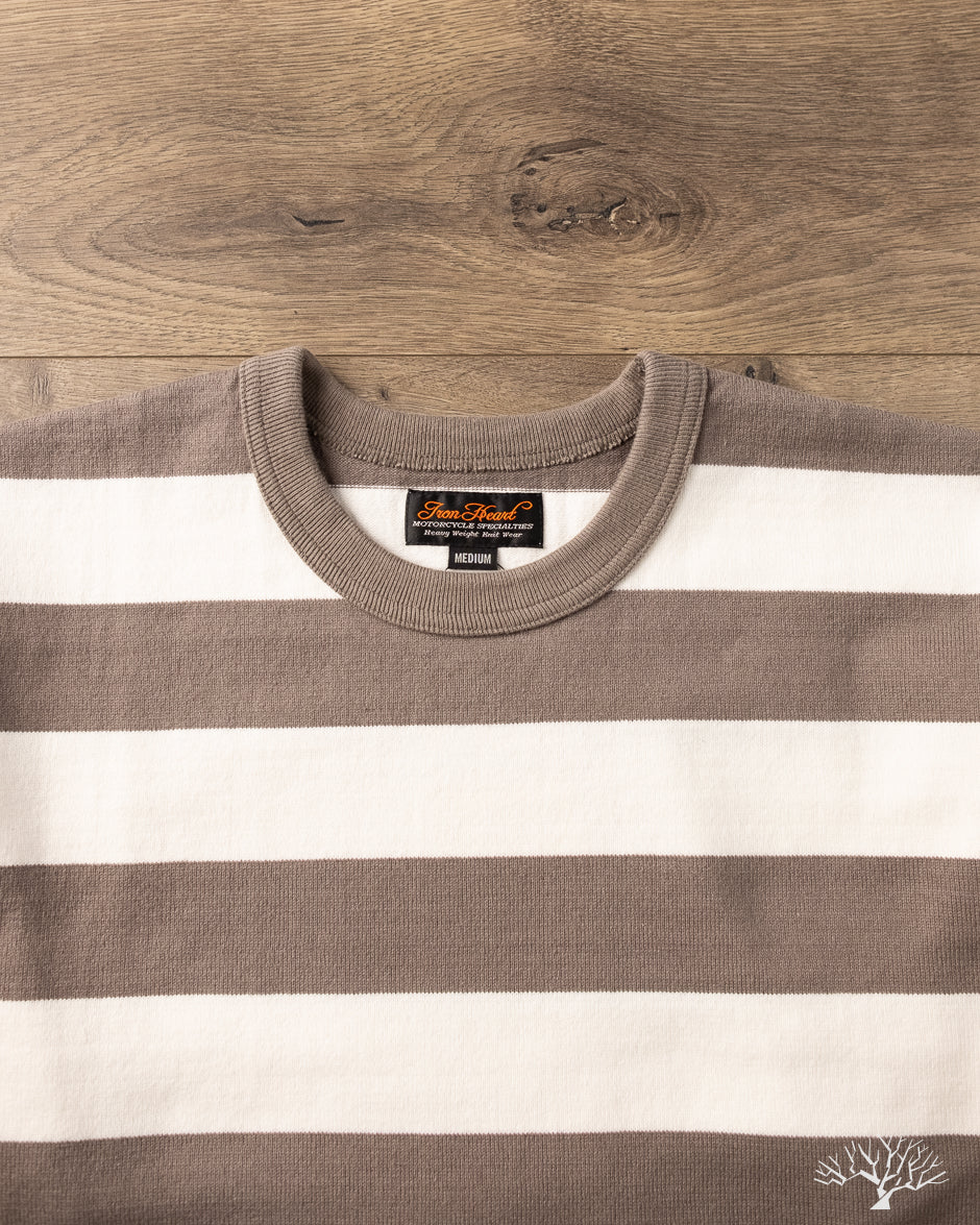 Iron Heart IHTB-01-GRY-WHT - 11oz Cotton Knit Long-Sleeve Sweater - Grey/White