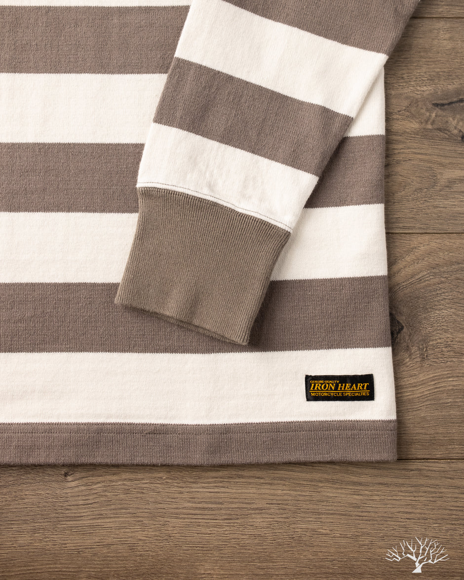 Iron Heart IHTB-01-GRY-WHT - 11oz Cotton Knit Long-Sleeve Sweater - Grey/White