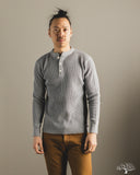 Iron Heart IHTL-1213-GRY - Waffle Knit Long Sleeve Thermal Henley - Grey