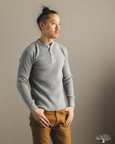 Iron Heart IHTL-1213-GRY - Waffle Knit Long Sleeve Thermal Henley - Grey