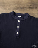 Iron Heart IHTL-1213-NAV - Waffle Knit Long Sleeve Thermal Henley - Navy