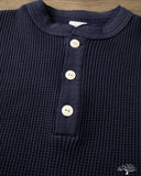 Iron Heart IHTL-1213-NAV - Waffle Knit Long Sleeve Thermal Henley - Navy