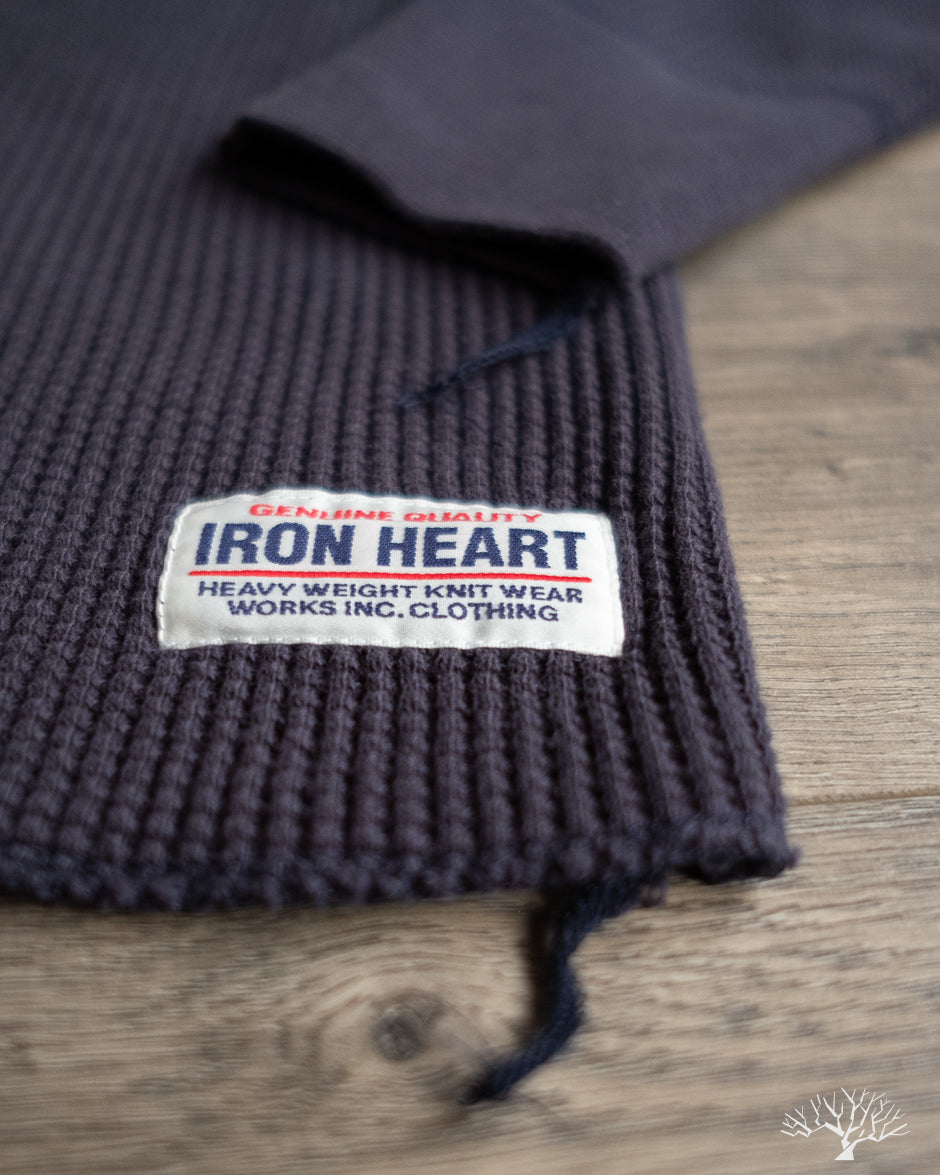 Iron Heart IHTL-1213-NAV - Waffle Knit Long Sleeve Thermal Henley - Navy