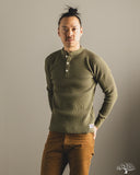 Iron Heart IHTL-1213-OLV - Waffle Knit Long Sleeve Thermal Henley - Olive