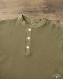 Iron Heart IHTL-1213-OLV - Waffle Knit Long Sleeve Thermal Henley - Olive