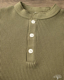 Iron Heart IHTL-1213-OLV - Waffle Knit Long Sleeve Thermal Henley - Olive