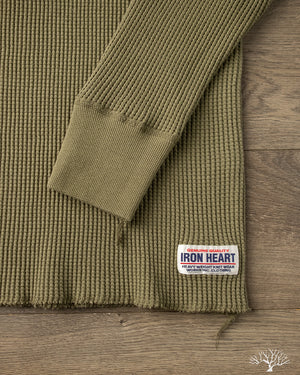 Iron Heart - IHTL-1213-OLV - Waffle Knit Long Sleeve Thermal