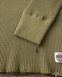 Iron Heart IHTL-1213-OLV - Waffle Knit Long Sleeve Thermal Henley - Olive