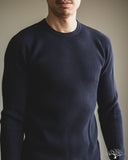 Iron Heart IHTL-1301-NAV - Waffle Knit Long Sleeve Crew Neck Thermal - Navy