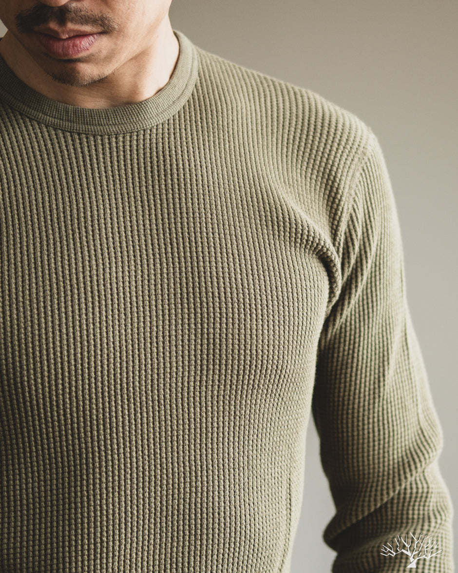 Iron Heart - IHTL-1301-OLV - Waffle Knit Crew Neck Thermal - Olive