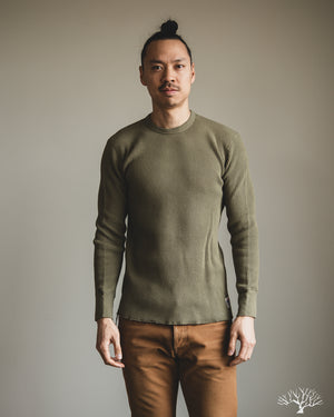 Iron Heart - IHTL-1301-OLV - Waffle Knit Crew Neck Thermal - Olive