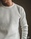 IHTL-1301-WHT - Waffle Knit Long Sleeve Crew Neck Thermal - White