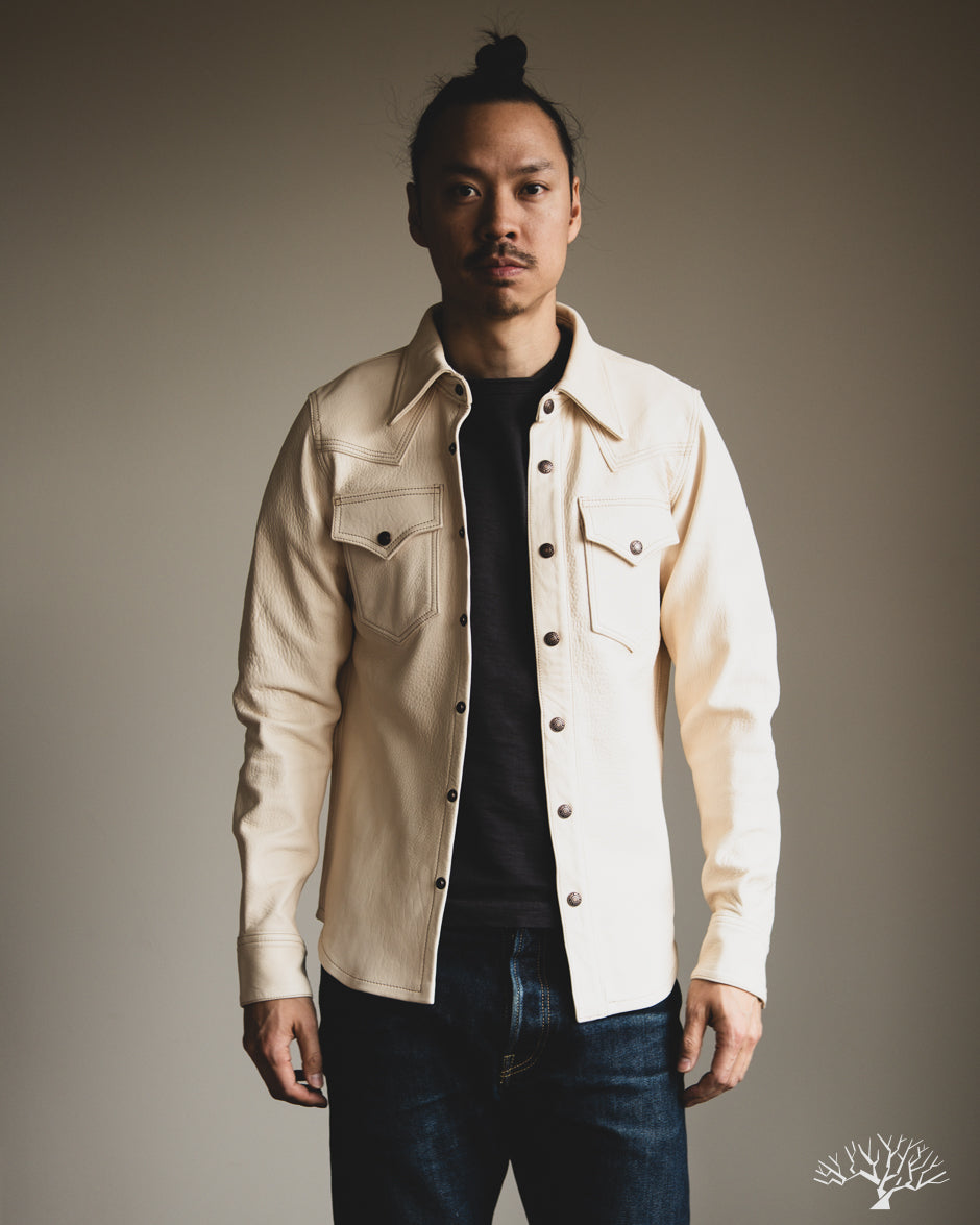 Iron Heart x Simmons Bilt Horsehide Western Shirt - The Pale Rider - Natural