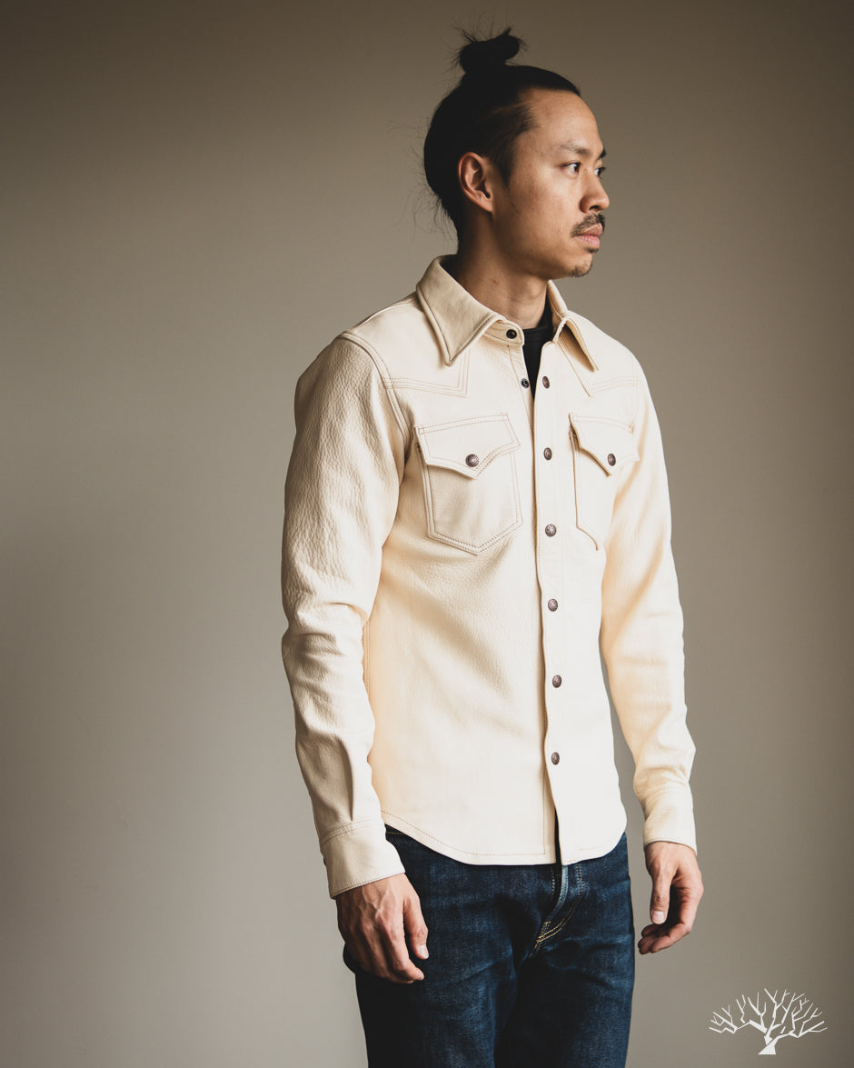 Iron Heart x Simmons Bilt Horsehide Western Shirt - The Pale Rider - Natural