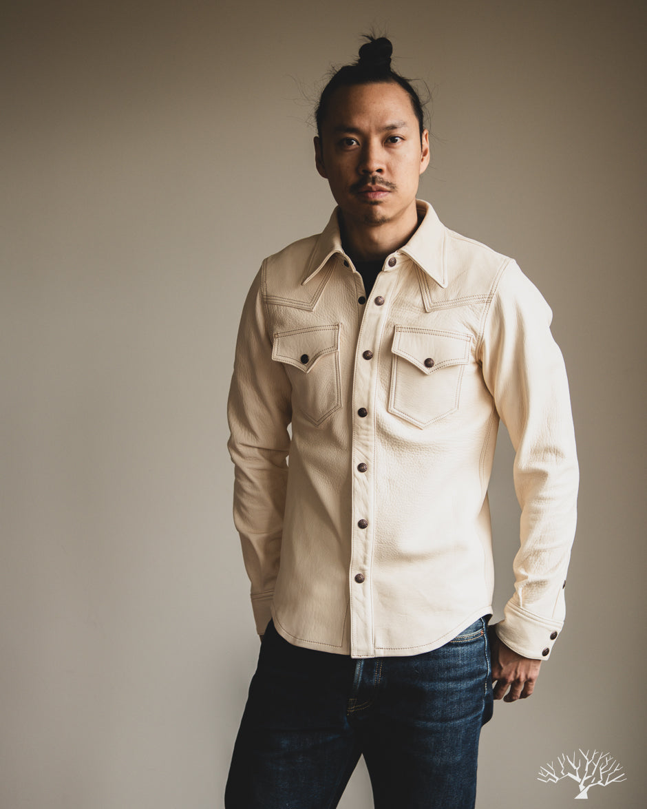 Iron Heart x Simmons Bilt Horsehide Western Shirt - The Pale Rider - Natural