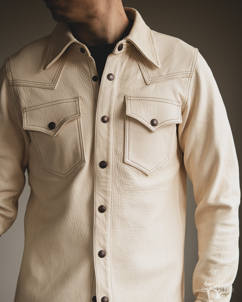 Iron Heart x Simmons Bilt Horsehide Western Shirt - The Pale Rider - Natural
