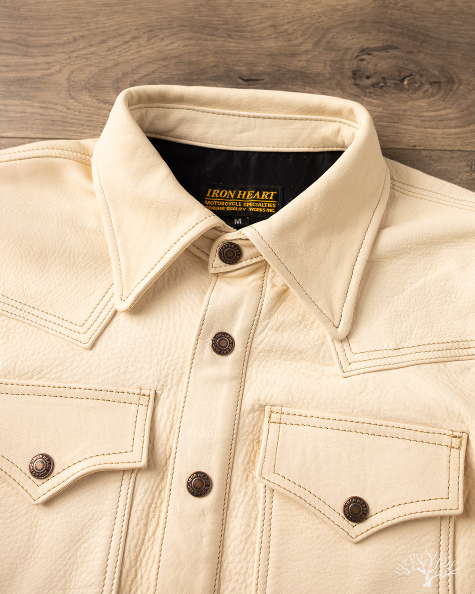 Iron Heart x Simmons Bilt Horsehide Western Shirt - The Pale Rider - Natural