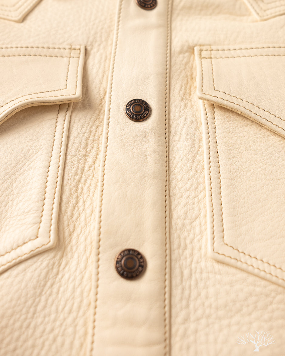 Iron Heart x Simmons Bilt Horsehide Western Shirt - The Pale Rider - Natural