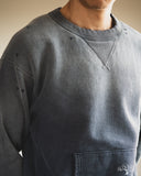 Maru Sankaku Peke - Garment Dyed Sweatshirt - Navy