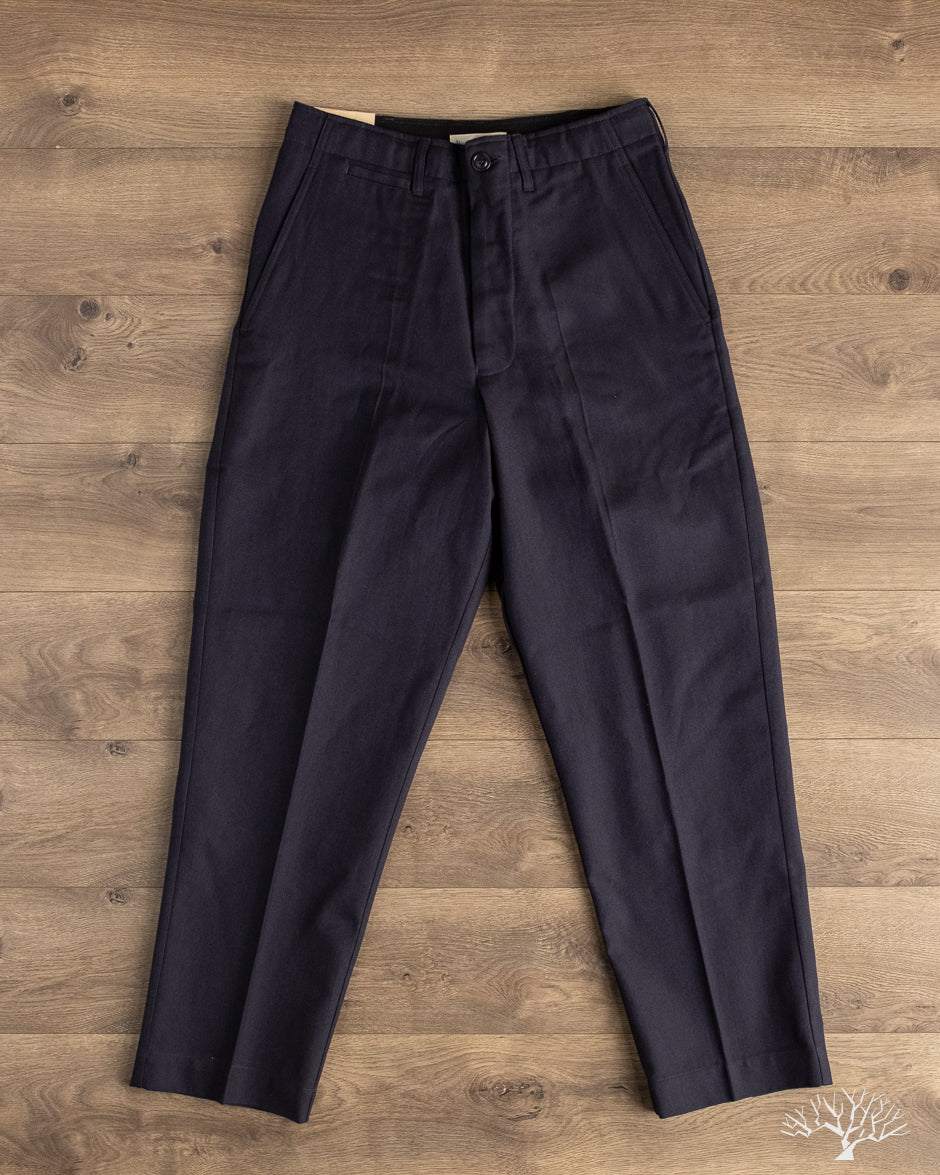 Merz b. Schwanen 1920s Refined Wool-Cotton Worker Chino - Dark Navy