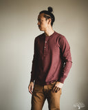 Merz b. Schwanen 2M06 Vintage Machine Refined Long Sleeve Henley - Burgundy