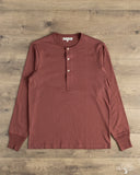 Merz b. Schwanen 2M06 Vintage Machine Refined Long Sleeve Henley - Burgundy