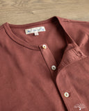 Merz b. Schwanen 2M06 Vintage Machine Refined Long Sleeve Henley - Burgundy