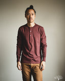 Merz b. Schwanen 2M06 Vintage Machine Refined Long Sleeve Henley - Burgundy